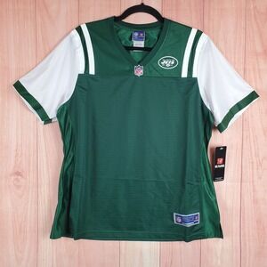 NFL Pro Line New York Jets Womens Jersey Sz Large Green Polyester V-Neck